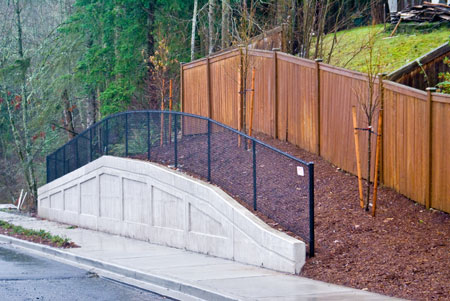 Example of a 'Foam Insert' Style Retaining Wall in Lakeland Hills Washington State by Foundation Specialists LLC