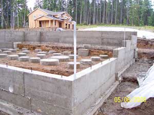 Image of a custom residential concrete foundation installed by Foundation Specialists LLC in Tacoma Washington